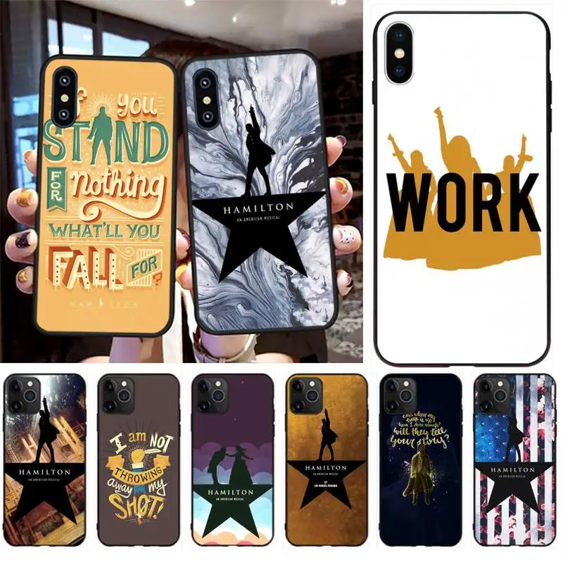 

PENGHUWAN Hamilton musical words TPU black Phone Case Cover Hull for iPhone 11 pro XS MAX 8 7 6 6S Plus X 5S SE XR case