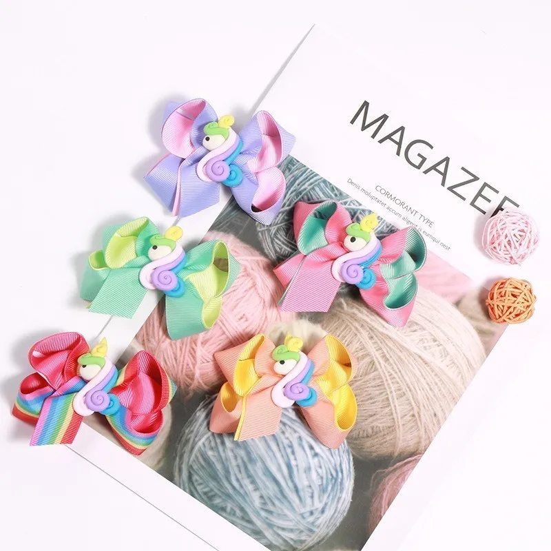 1 шт. милый единорог бант аксессуары для волос младенцев заколки головной убор