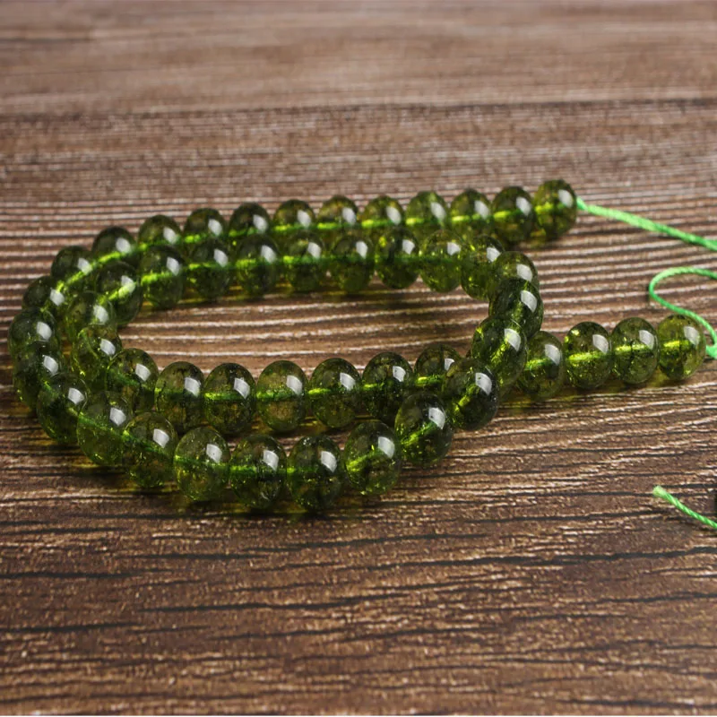 Lan Li fashion natural Jewelry green Olive Quartz stones loose beads DIY woman bracelet necklace ear stud and accessories