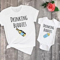 drinking buddies tshirt father son matching clothes tee plus size tees daddy baby tops matching family daughter harajuku