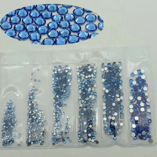 1.5-4mm Lt.blue Стеклянные стразы для ногтей с плоской задней поверхностью, разноцветные размеры, SS4-SS16, украшения для ногтей, камни, блестящие драгоценные камни, аксессуары для маникюра, 1728 шт - Color: 1.5-4mm Lt.blue