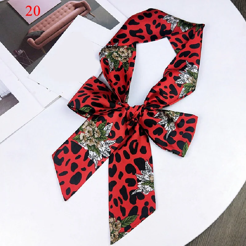 Шикарный маленький шелковый шарф атласный длинный носовой платок с бантом из