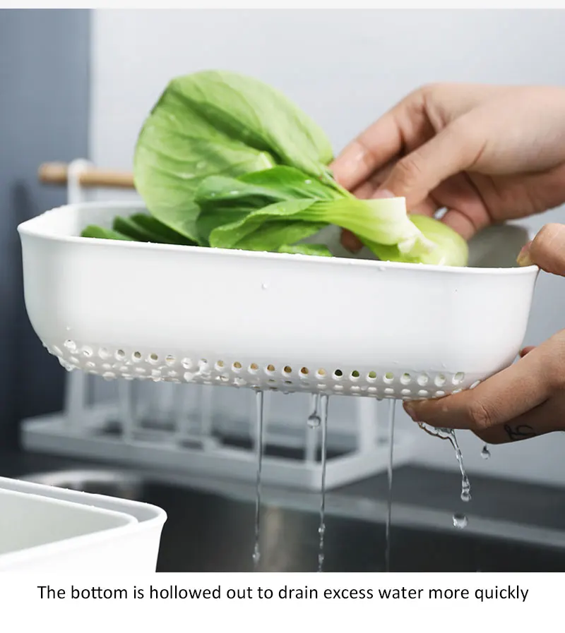 

3Pcs Multifunction Drain Basket Bowl Rice Washing Kitchen Sink Strainer Noodles Vegetable Fruit Kitchen Gadget Colander Supplies