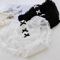 japanese bowknot hollow breathable mesh lace mid waist womens underwear soft mesh yarn girl student triangle underwear fashion