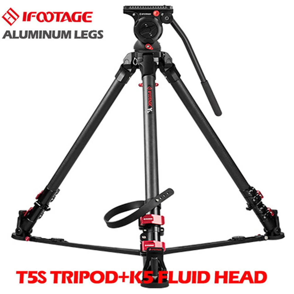 

IFOOTAGE Wild Bull T5 Aluminum Legs Professional Camera Tripod for Video Camera 88 lbs/40kg max load capacity CANON NIKON SONY