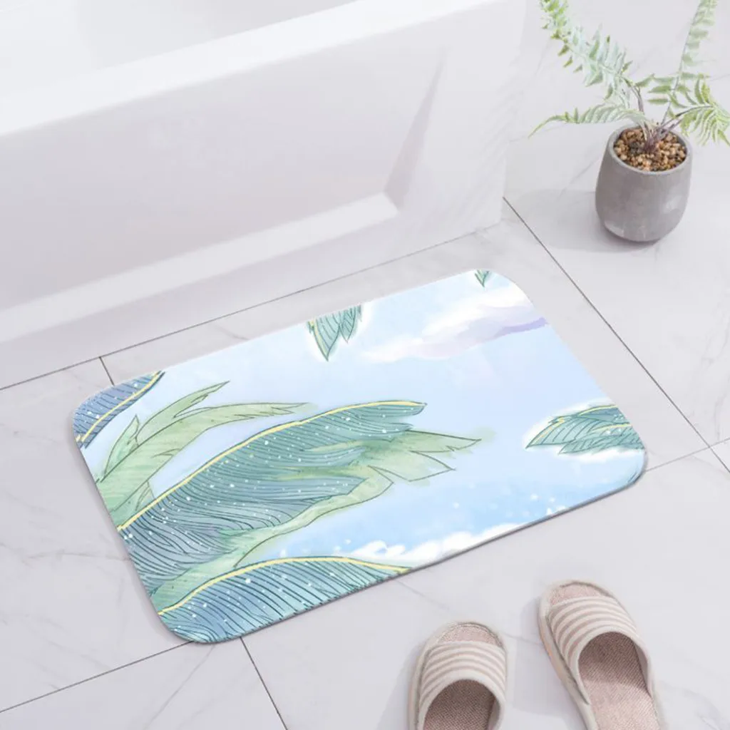 Коврик для ванной с принтом тропических растений фланелевый коврик нескользящий