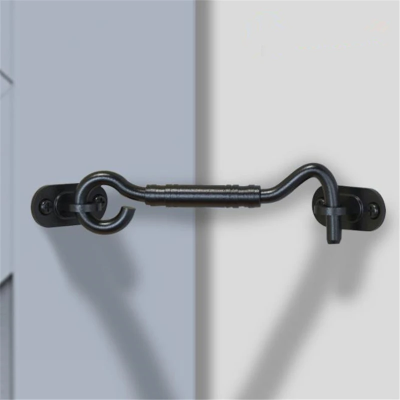 

Practical Black Stainless Steel Hook Lock Sliding Door Universal Buckle Lock Barn Hook Door Lock Household Supplies