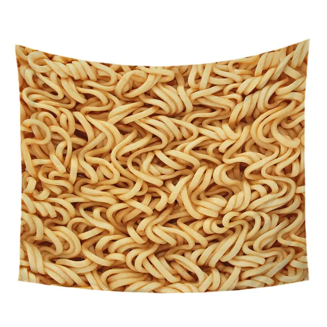 BlessLiving  Instant Noodles Wall Hanging Food Wall Tapestry 3D Print Golden Decorative Wall Carpet Yummy Beach Mat 150x200cm 2