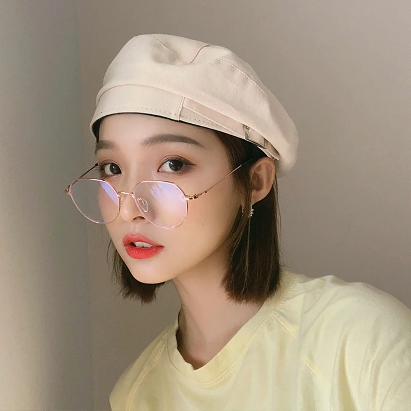 Новый осенне зимний модный берет с металлической пряжкой Женские однотонные