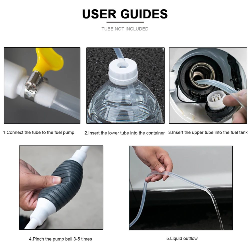 5pcs Manual Fuel Pump High Flow Car Motorcycle Hand Siphon Water Fish Tank Oil Gasoline Petrol Diesel Liquid Transfer Tools | Автомобили и