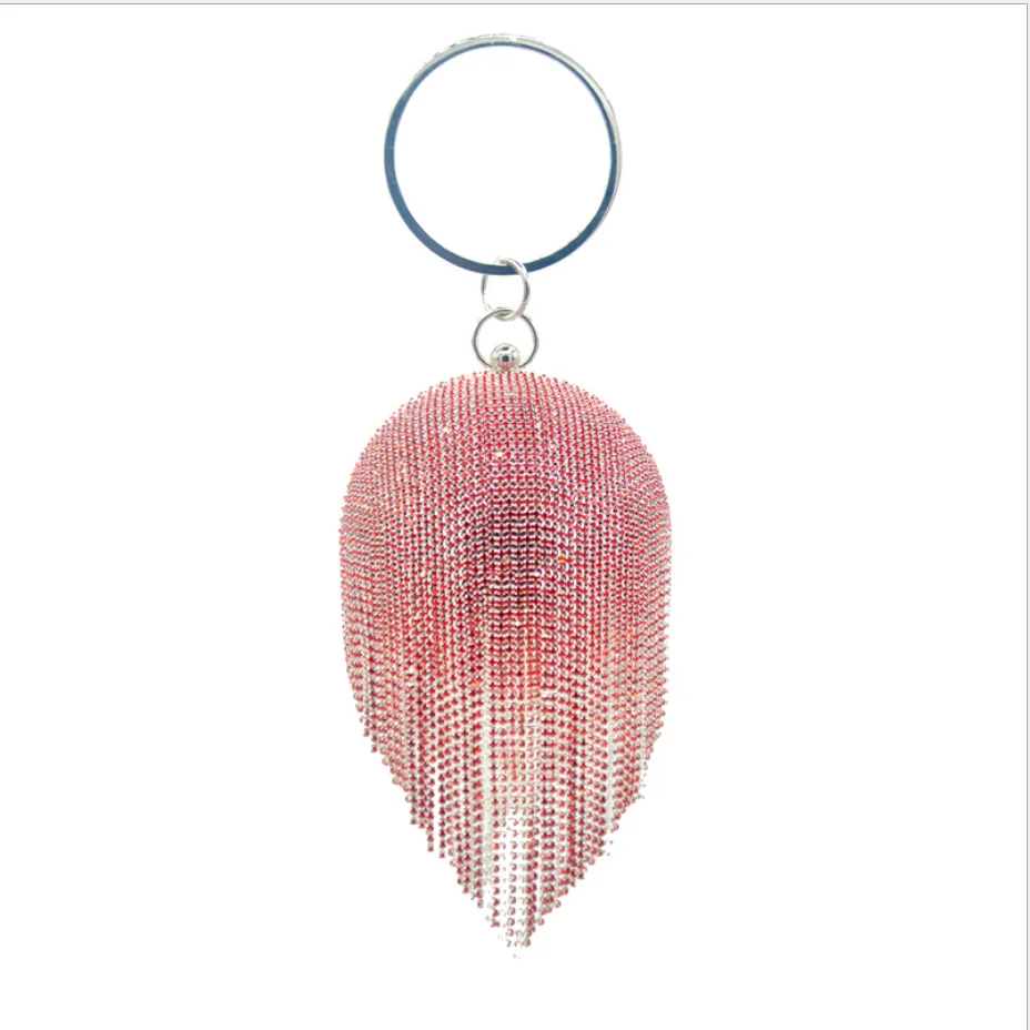 

Tassel Diamond Evening Bags Finger Ring Small Clutch Purse Chain Shoulder Bag Rhinestones Party Wedding handbags Clutches Bags