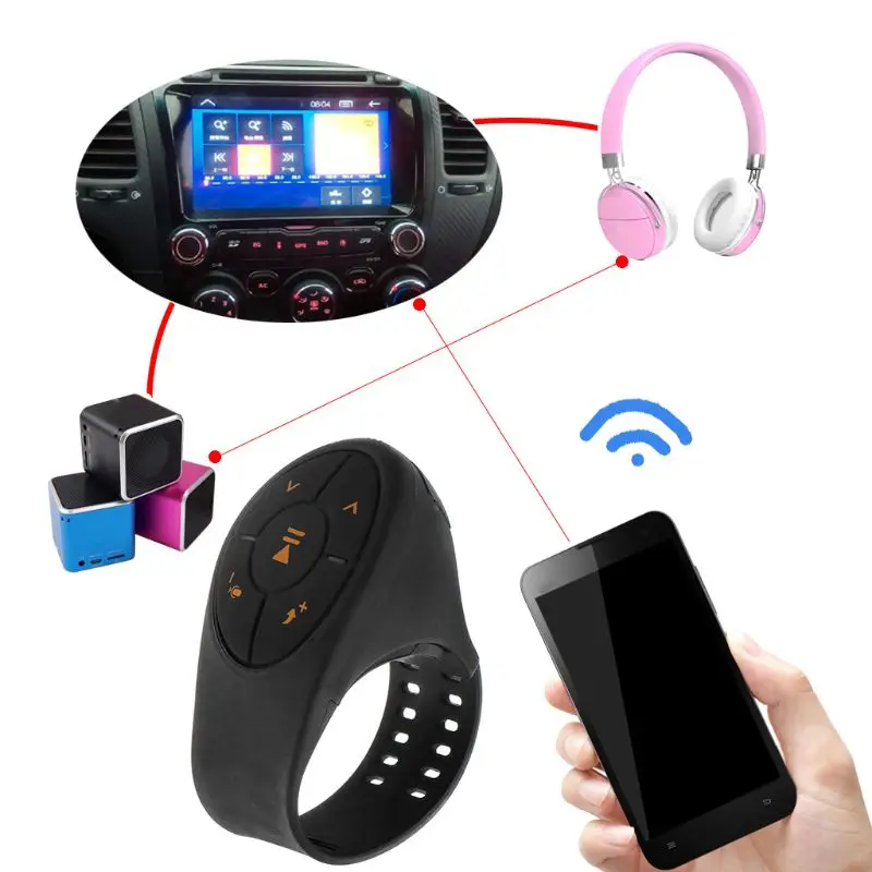 Беспроводной пульт дистанционного управления Bluetooth автомобильный комплект портативный приемник медиа кнопка для рулевого колеса автомобиля велосипед для IOS Android
