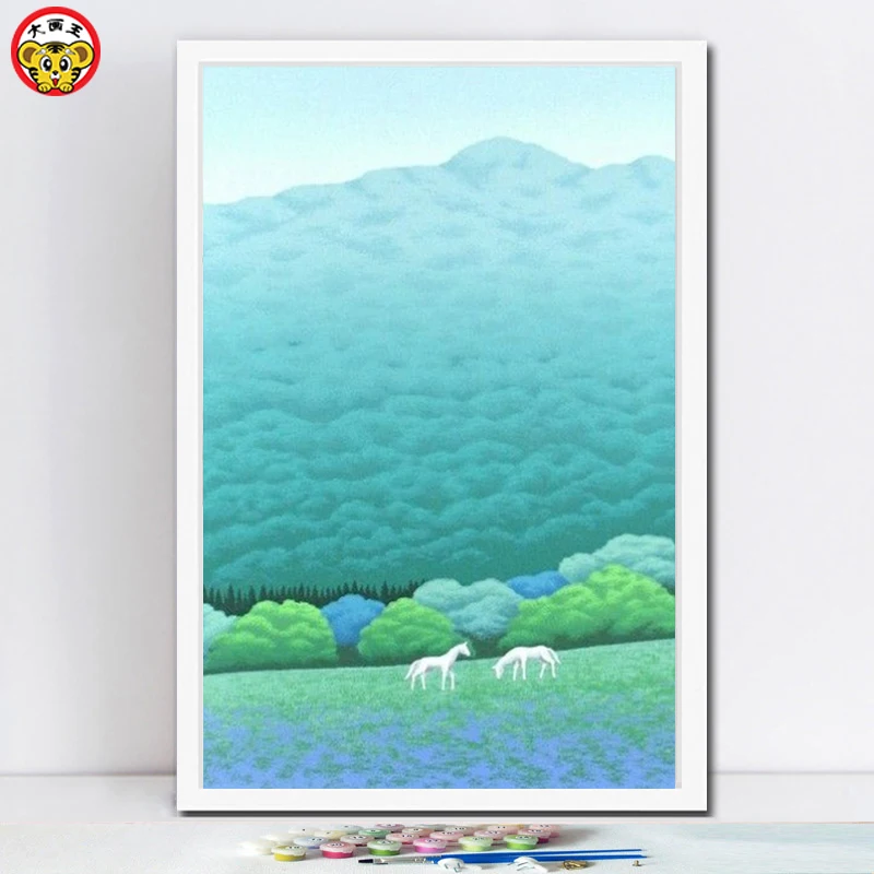 painting by numbers art paint number Popular DIY home decor White Horse in the Forest | Дом и сад