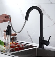 brushed brass mixer faucet single hole pull out spout kitchen sink mixer tap stream sprayer head chromeblack kitchen tap