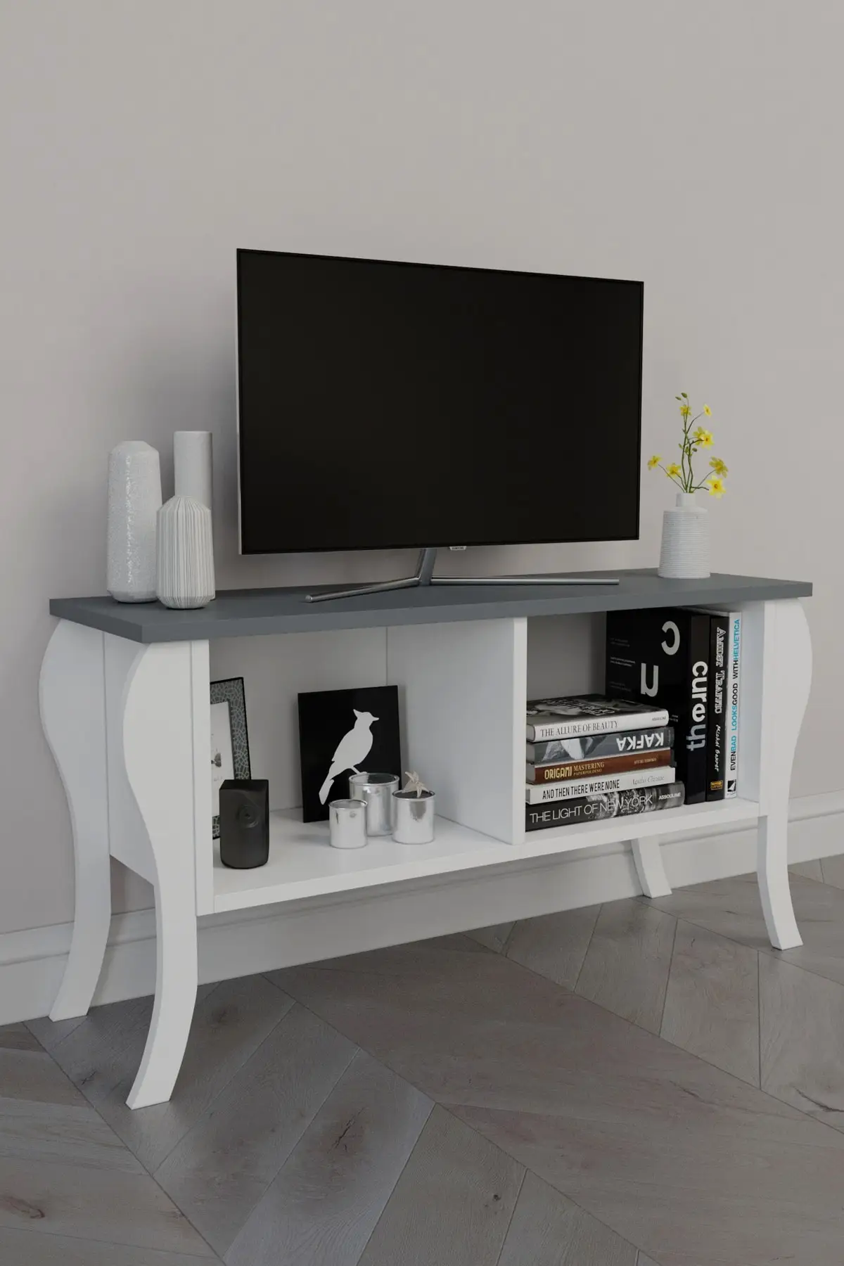 Современная плоская телевизионная установка Lukens 90 см антрацитовый телевизор