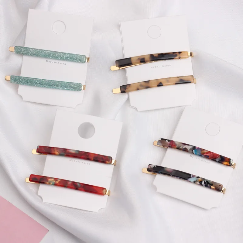 

2PCS 6cm Acetate Alloy Hair Clips Women Girls Bangs Side Hairpins Colorful Barrette Hairgrips Headwear DIY Styling Accessories