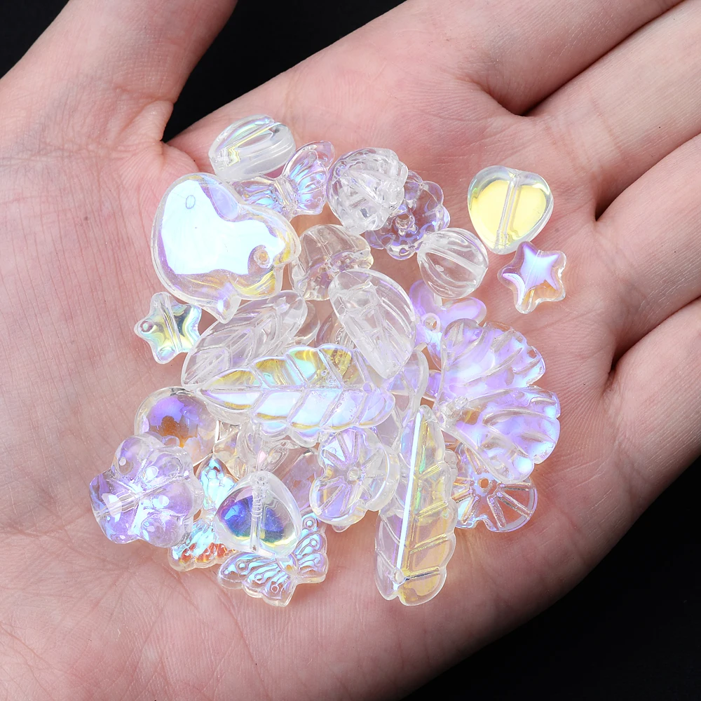 Прозрачные стеклянные бусины-разделители с листьями и цветами для изготовления