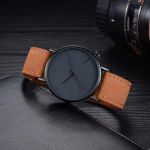 Fashion Casual Men 's Bussines Retro Design Leather Round Band Watch Mens Top Brand Luxury Digital R
