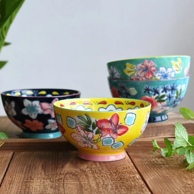 FANCITY High-End изысканная ручная роспись Керамика посуда лапши Салатница миска для