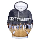 Трендовая популярная детская одежда Tumblr Greys с анатомическим рисунком, МужскаяЖенская 3D Толстовка, пуловер, свитшот, серая анатомия
