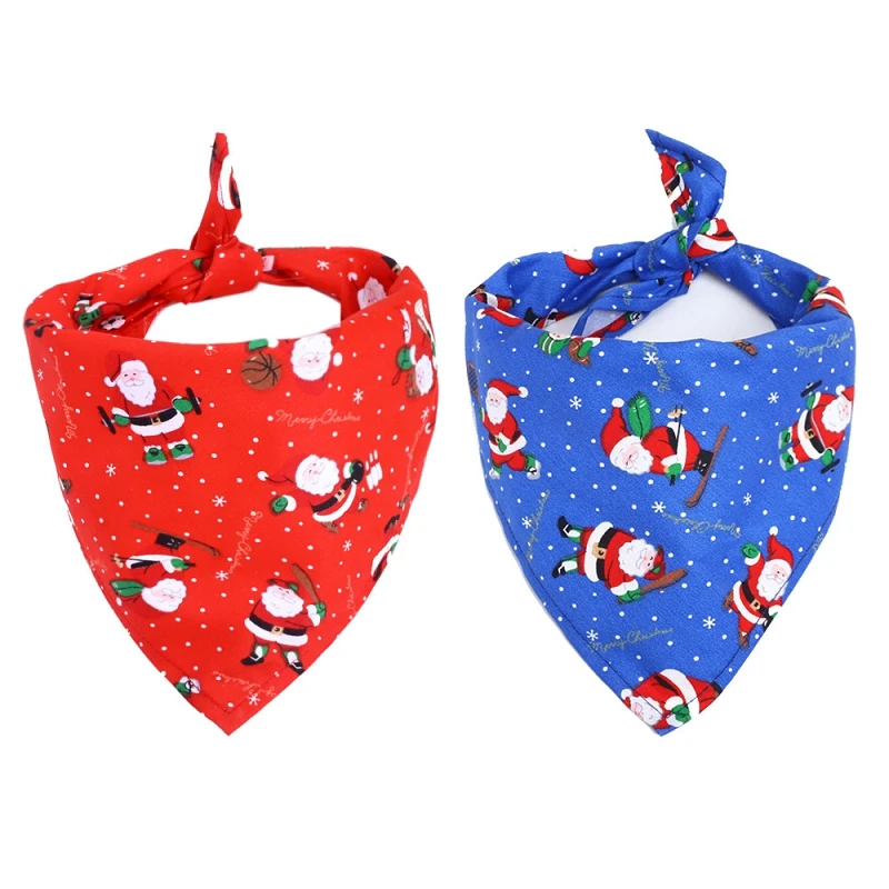 Dog Bib Christmas Print Cotton Scarf Cats Collar Bandana Detachable Small Pet Products Washable Accessories Things Dogs Supplies | Дом и сад