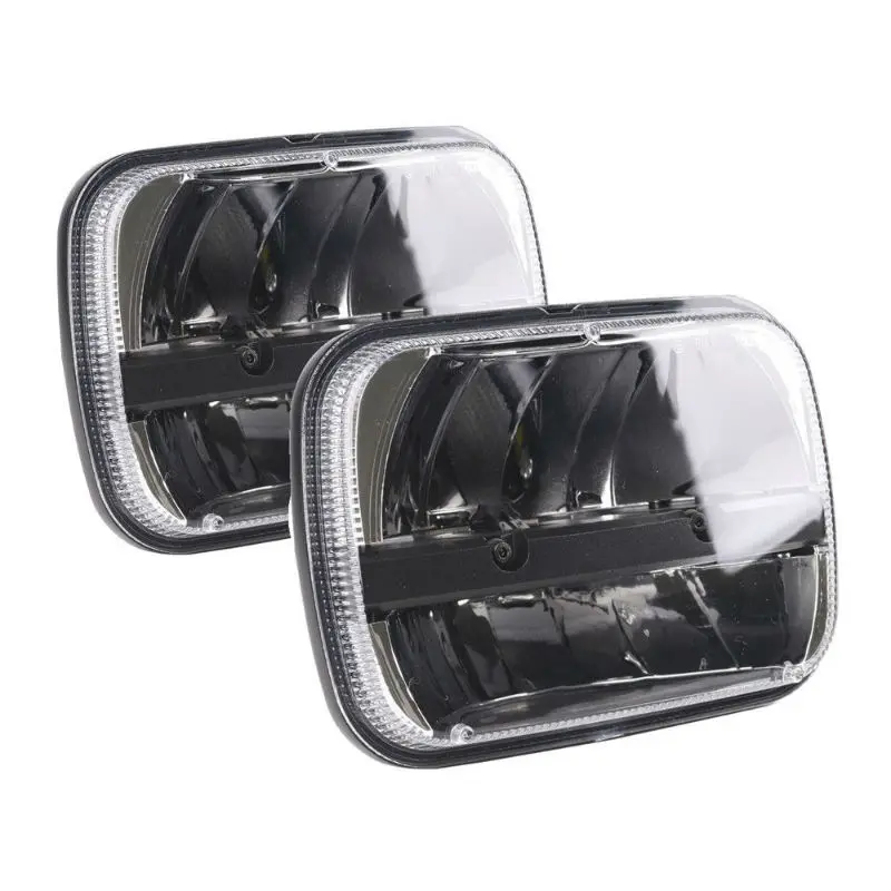2PCS 5x7" 7X6" Inch Retangular Black LED Square Headlight Hi Lo Headlamp for Jeep Cherokee XJ Wrangler Truck 4X4 | Автомобили и