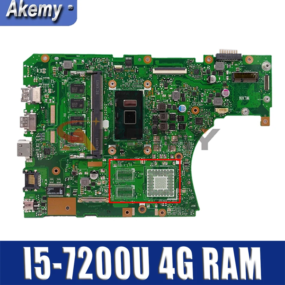 

For Asus VivoBook X556UA X556UAM X556UAK X556UV X556U laptop motherboard mainboard with I5-7200U CPU 4G RAM DDR4 test full 100%