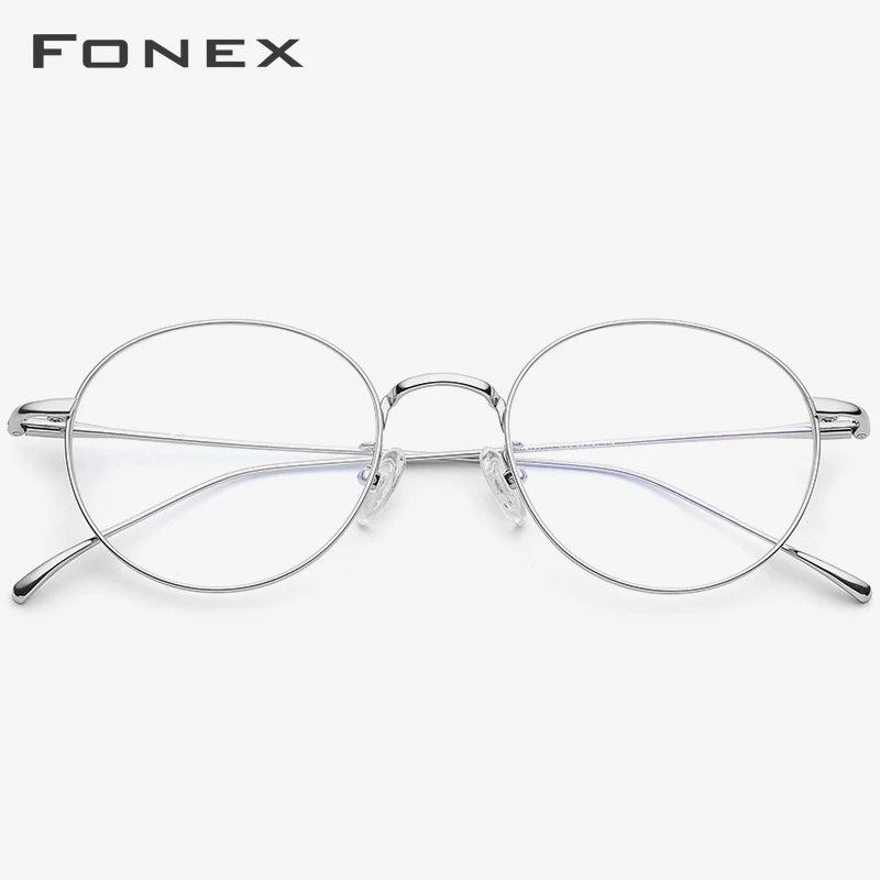 FONEX, чистые титановые очки, женские круглые очки, оправа, Ретро стиль, по рецепту, близорукость, оптические очки для глаз, очки для мужчин, 70041