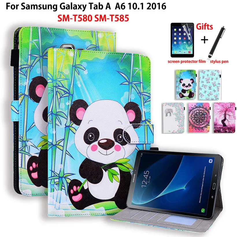 

Флип-чехол для Samsung Galaxy Tab A a6 10,1 2016, флип-чехол для планшета T580 T585, милый чехол-подставка с рисунком панды + подарок