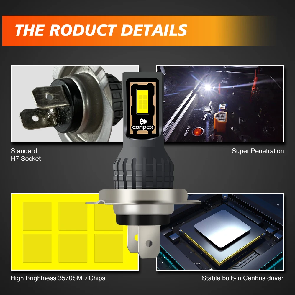 Conpex 2 шт. светодиодные противотумансветильник ры H4 H7 H11 H8 9006 HB4 высокое качество 3570