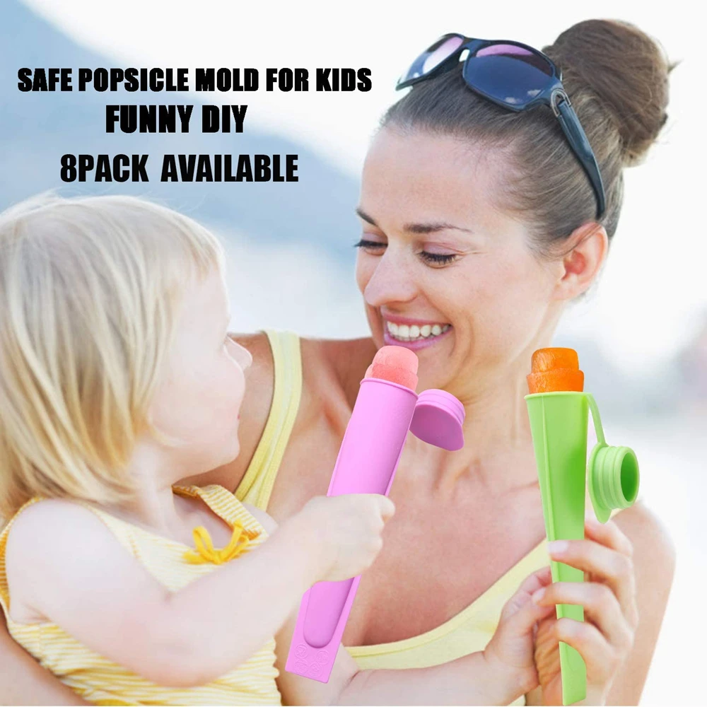 

4Pcs/Set Reusable Ice Lolly Mould Homemade Ice Cream Molds Silicone Popsicle Molds For Kids