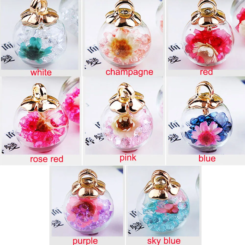 10 шт. прозрачные круглые стеклянные бусины с сухим цветком | Украшения и