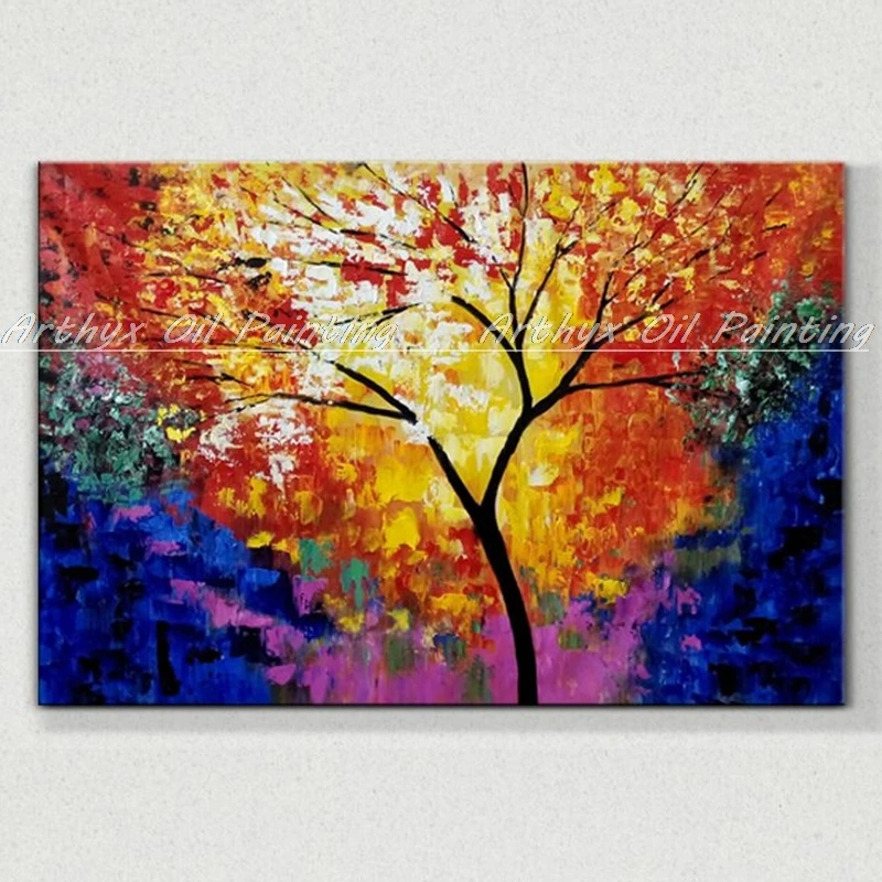 Arthyx без рамки ручная роспись Современная красочная палитра деревьев нож картина