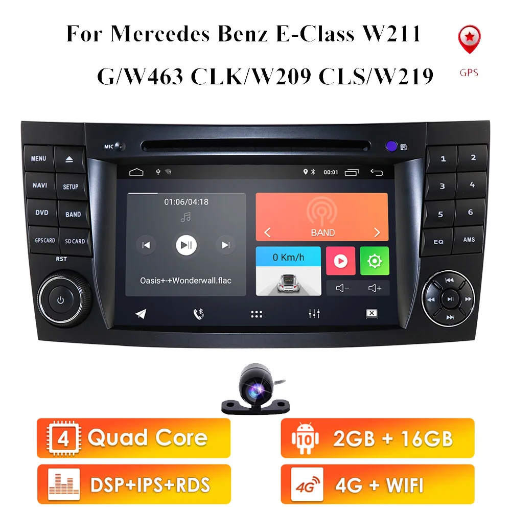 Автомобильный DVD плеер GPS для Mercedes Benz W211 G Class W463 CLK W209 CLS W219 350 500 55 2din Android 10 2G + 16G