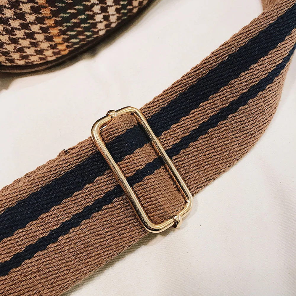 

Vintage Women Mini Crossbody Bags Female Semicircle Saddle Shouder Bag Nylon Plaids Rivets Messenger Tote Bag Females Handbag