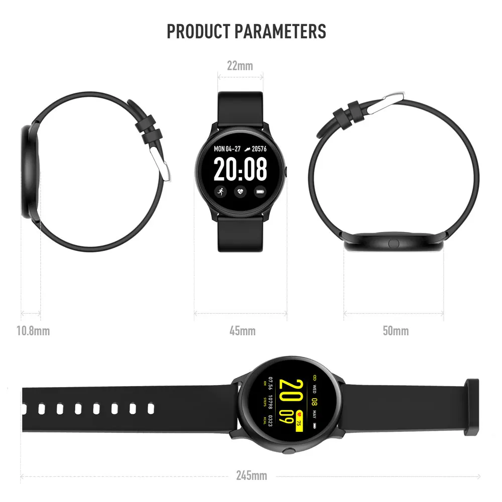 

KW19 Smart watch Women Men Heart rate monitor IP67 Waterproof Men Sport Watch Fitness Tracker For Android IOS