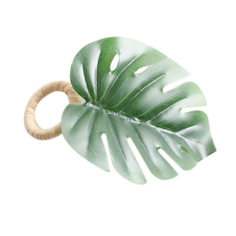 

6Pcs/Lot Green Leaves Napkin Rings Napkin-Holder Wedding Gifts Mariage Champetre Decor Dinner Table Chairs Summer Ring