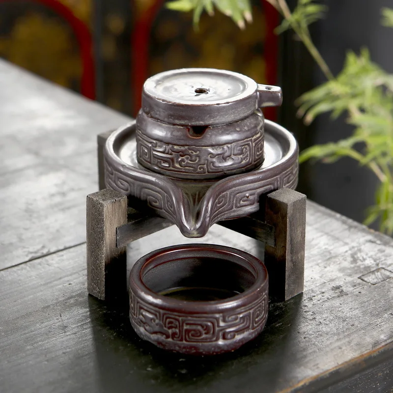 Горелка для благовоний Turn Luck 3 в 1 керамическая база с деревянной рамой курильница