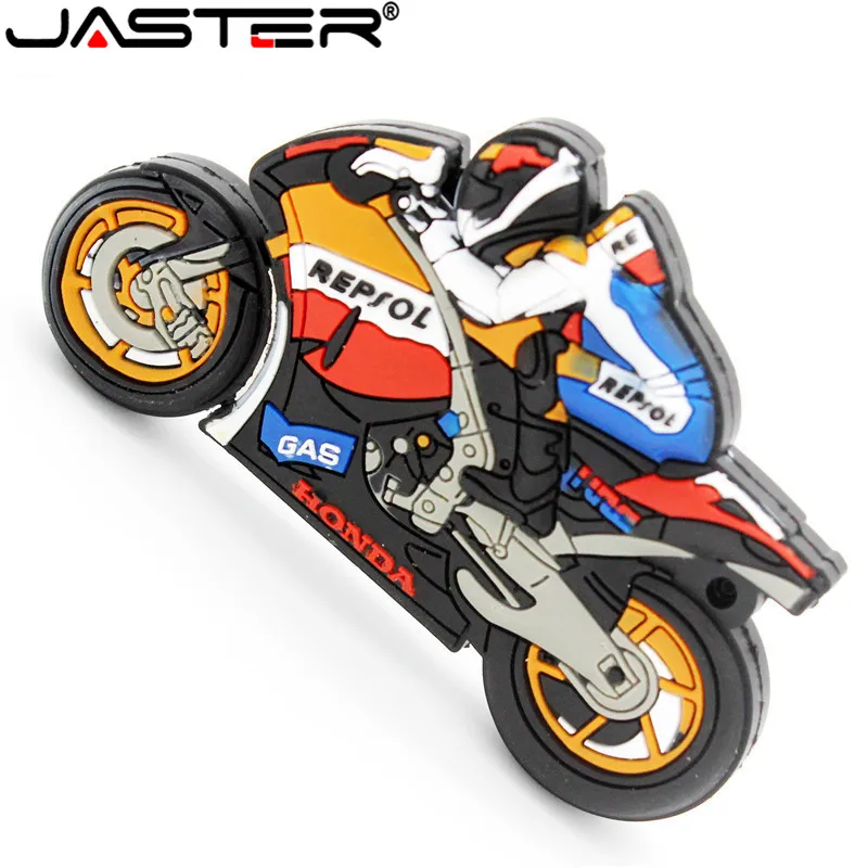 Usb флэш-накопитель JASTER мультяшный гоночный мотоцикл 64 ГБ 32 16 4 8 Милая подарочная