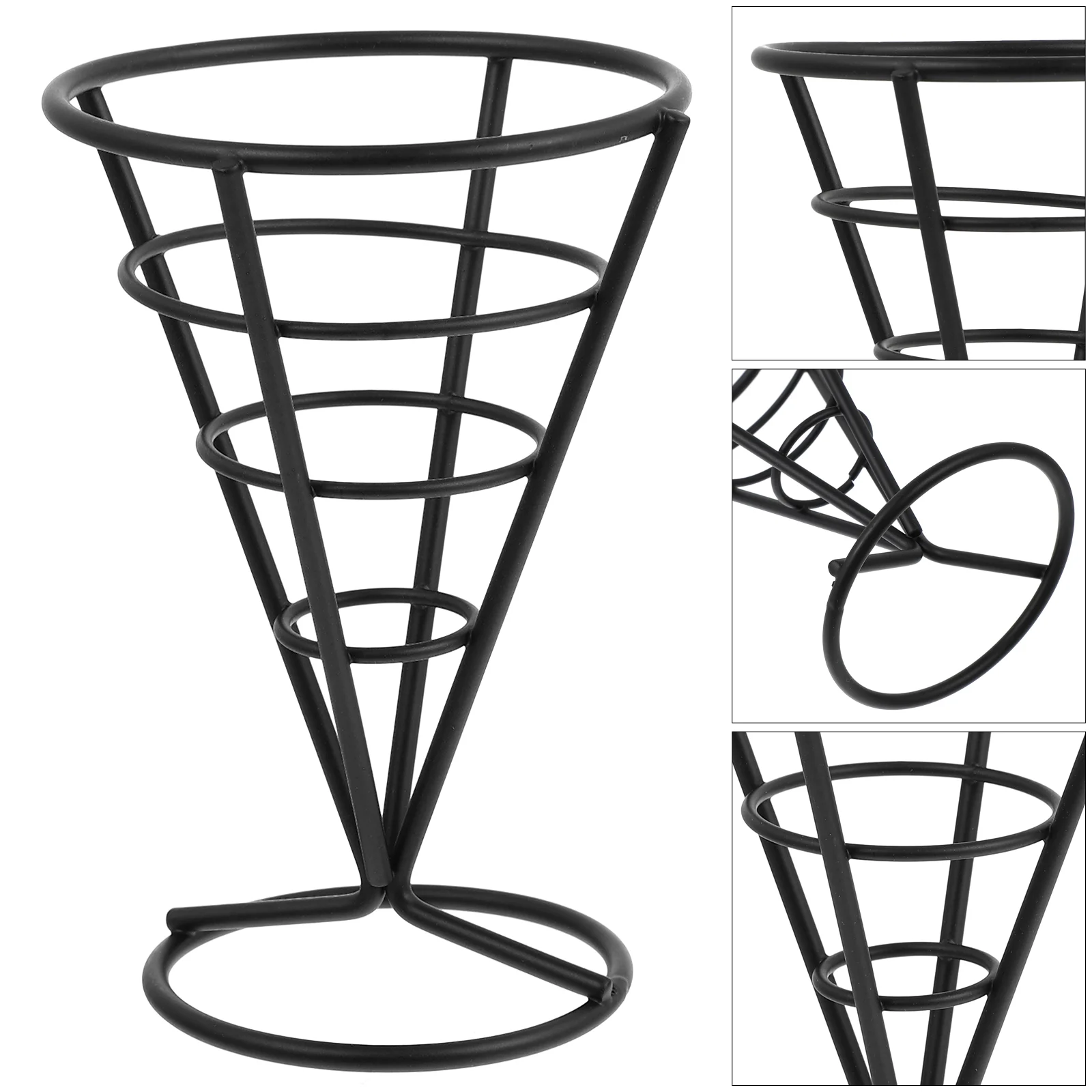 

1Pc French Fries Stand Cone Basket Holder Cone Wire Basket Snack Holder
