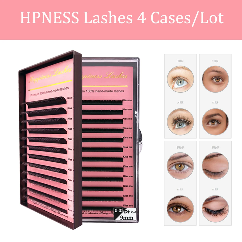 4 Trays/Lot Russian Volume 3D Individual Mink Eyelash Extension Premium Lashes Natural Black Matte Classic Soft Silk Eyelashes