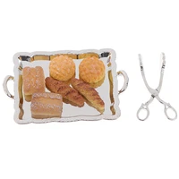 8pcs 112 dollhouse miniature accessories silver tray silver clip 6 breads for doll pretend play kids kitchen toy accessories