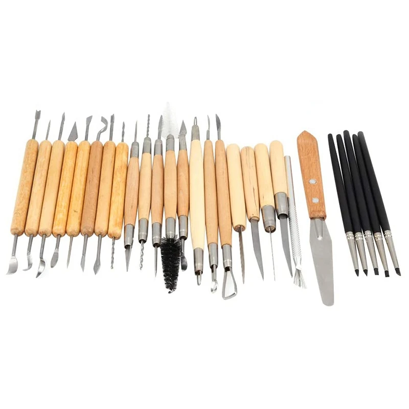 

Promotion! 27 Pieces of Clay Repair Tool Set Rubber Pen Brush Art Supplies Soft Pottery DIY Tools