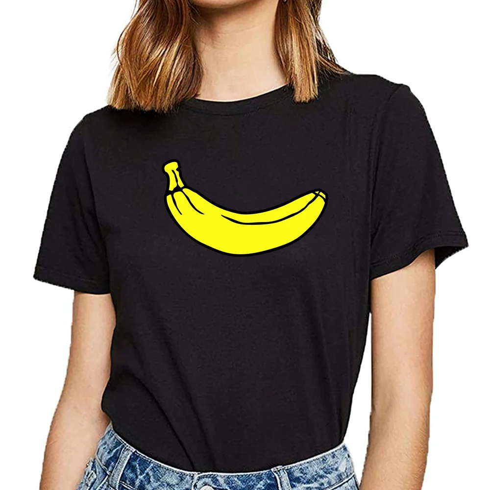 

Tops T Shirt Women banana Basic Black Print Female Tshirt
