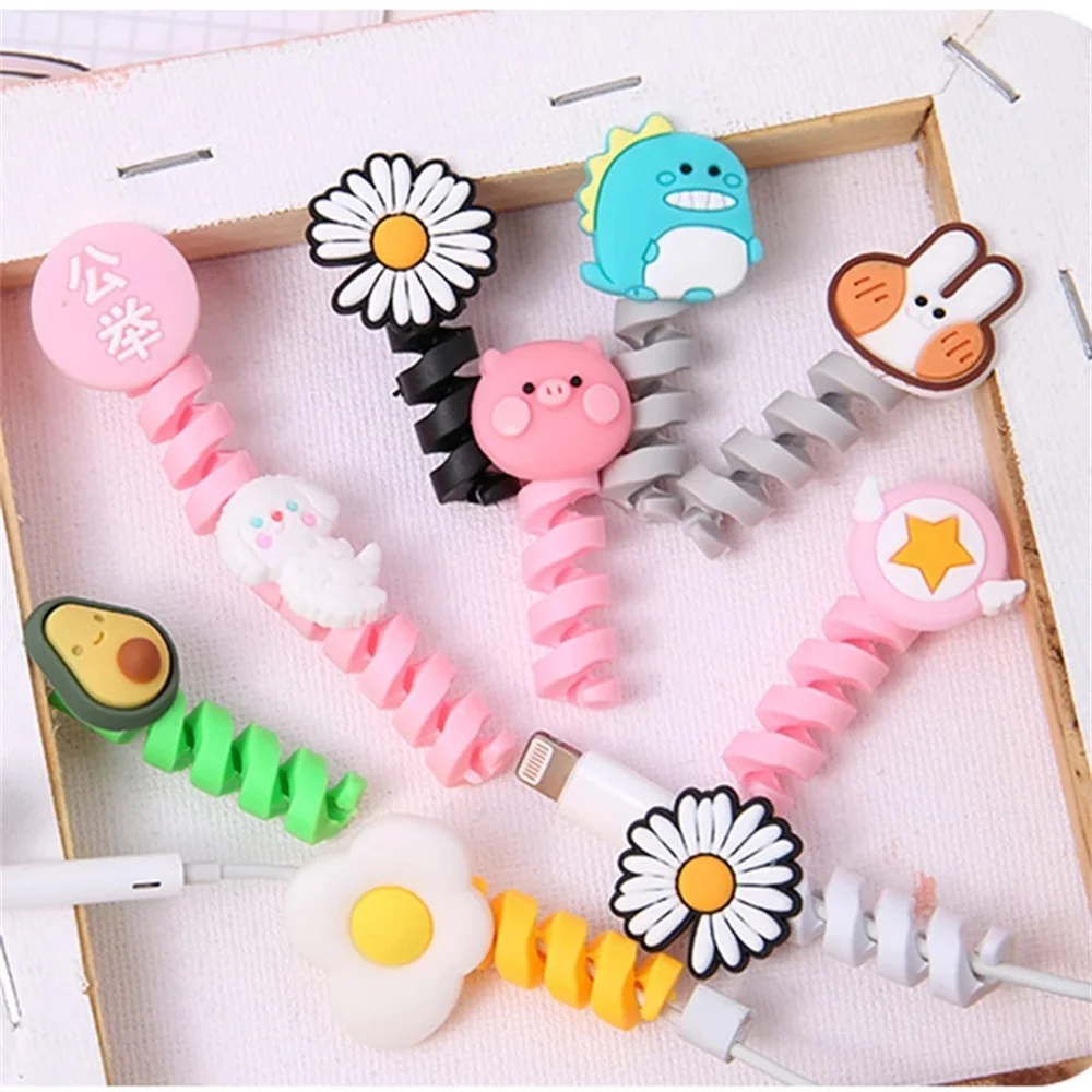

Universal Cartoon Silicone USB Charger Data Cable Protector Cord Protector Wire Saver Cove Earphone Protective Cable Line Winder