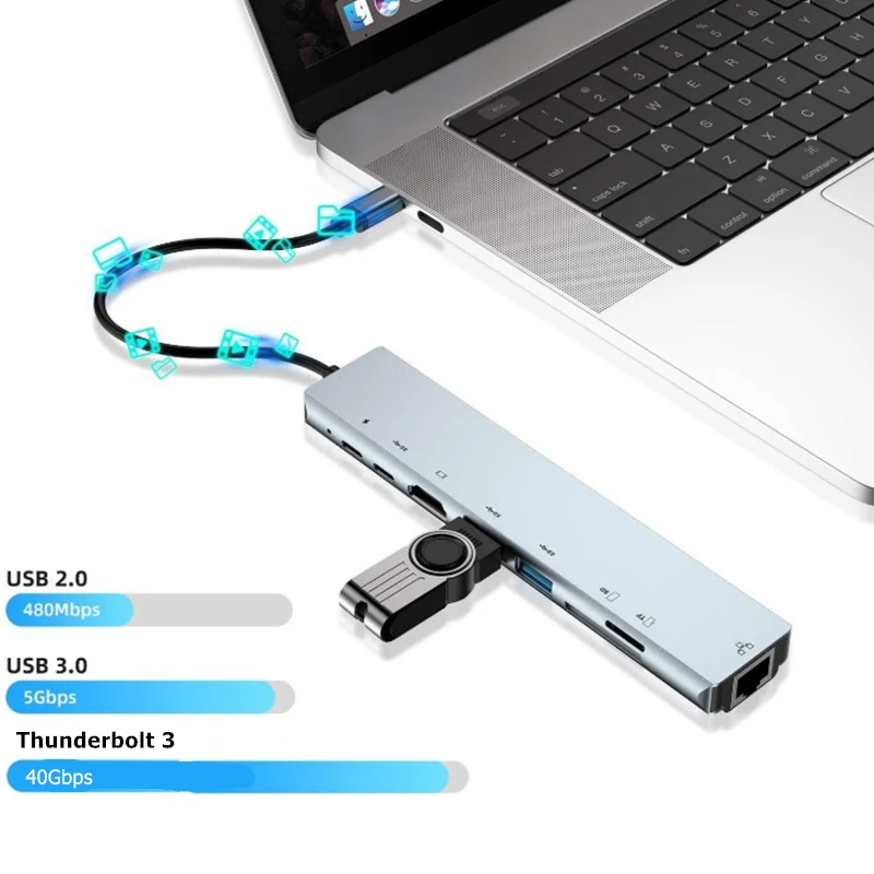 Адаптер Rankman Type C на RJ45 Lan Ethernet 4K HDMI совместимый с USB 3 0 для MacBook Samsung S9 Dex Xiaomi 10 TV Nintendo
