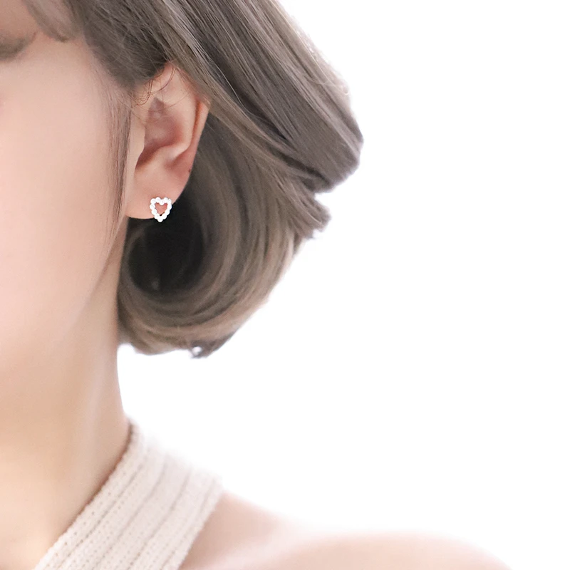 Серебряные Простые серьги-гвоздики в форме сердца с милыми цветами для женщин и