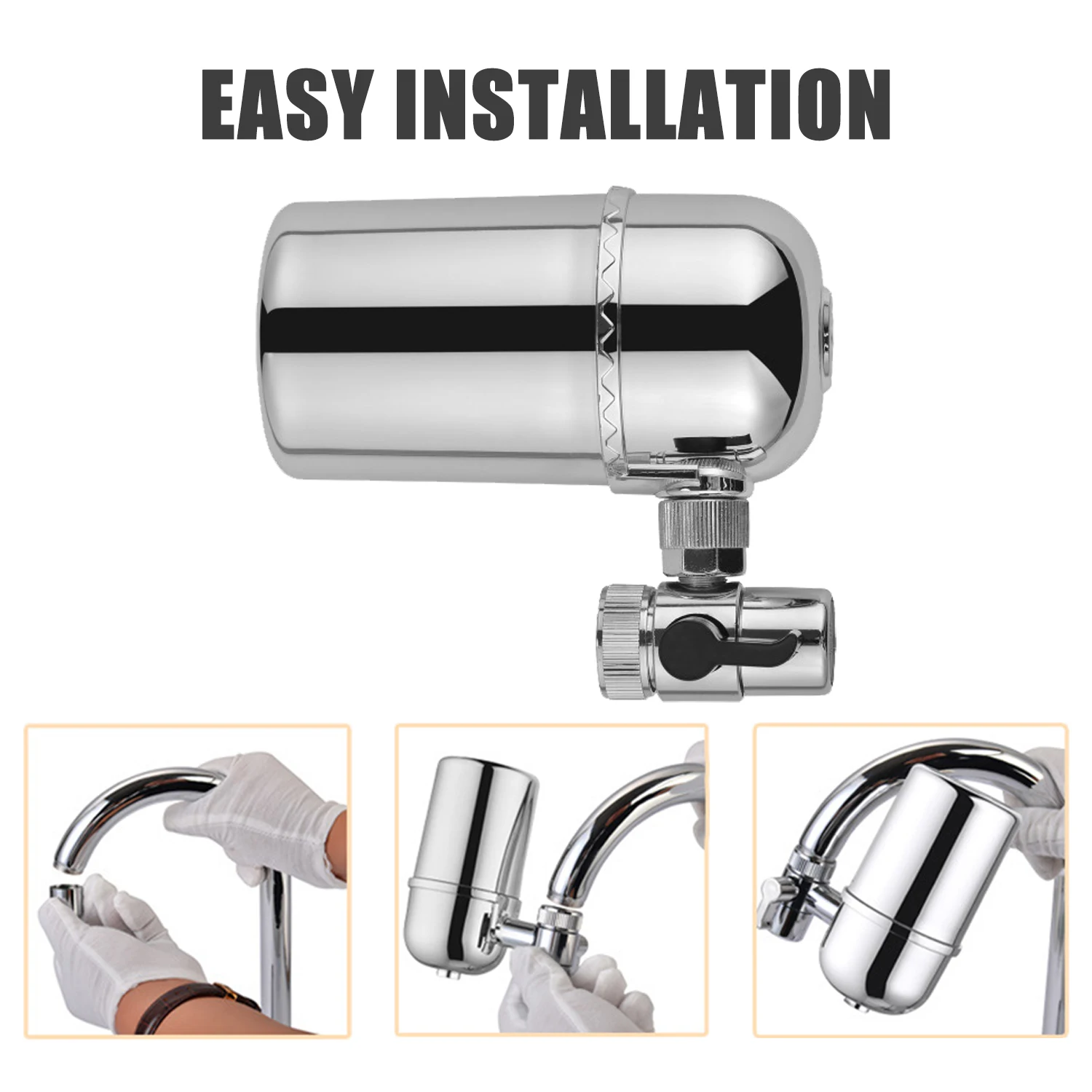 

New Faucet Water Filter with Ceramic Cartridge 360-Degree Rotatable Water Tap Filtration System Reduces Lead Fluoride Chlorine