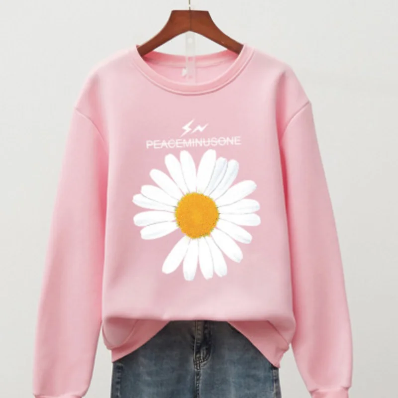 Print Sunflower Tops for Women Sweatshirt Spring Autumn Vintage Harajuku Female Crewneck Sweetshirts Casual Pullover Hoodie