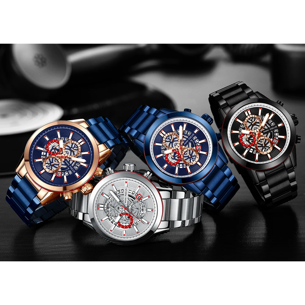 MINI FOCUS новый лучший бренд класса люкс модные мужские часы из нержавеющей стали